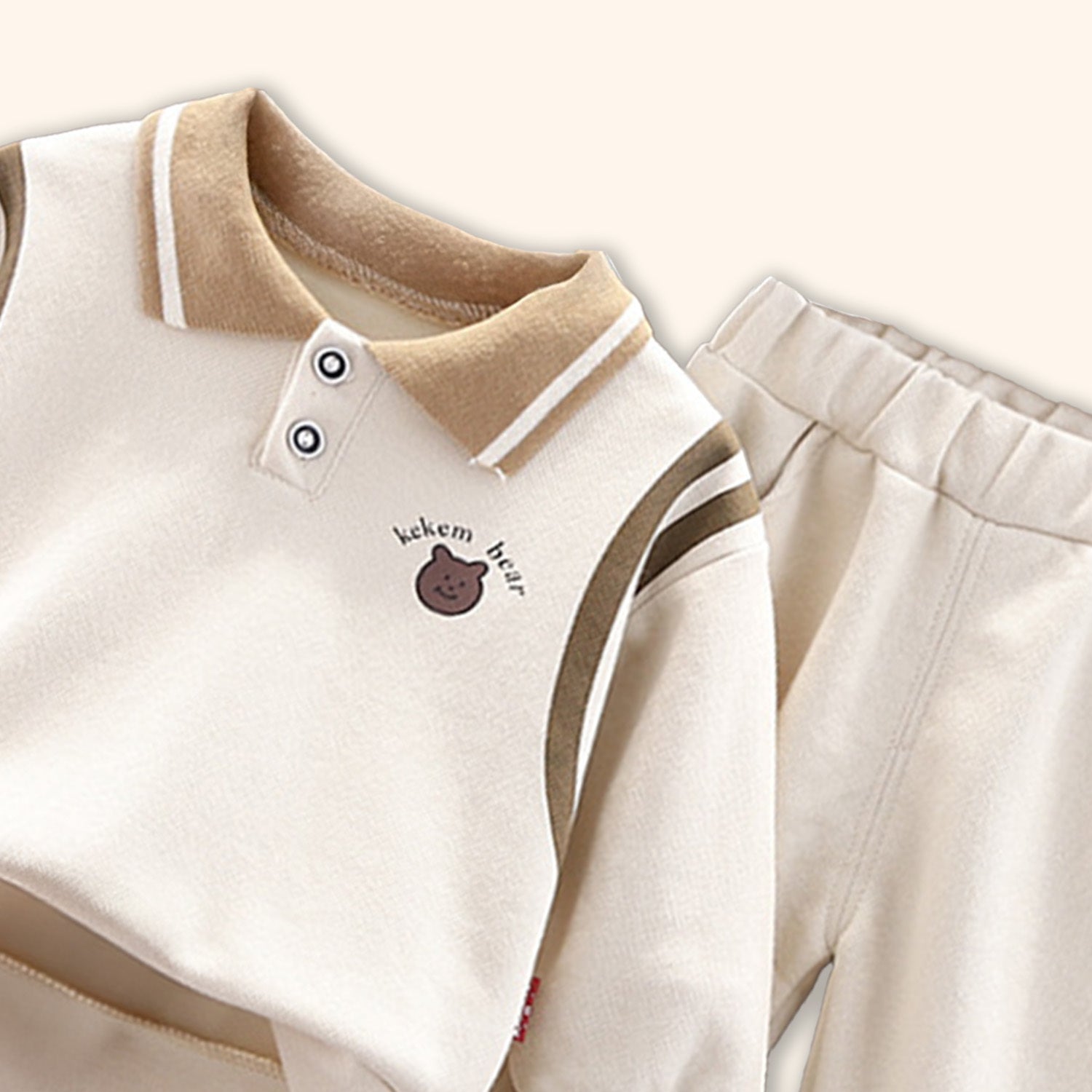 BOY'S BEIGE SWEATSHIRT PANT SET